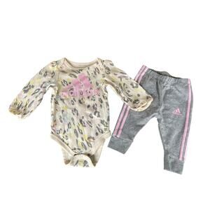 Adidas‎ Jogger Set Infant Pink/Gray Girls 6mos NWT